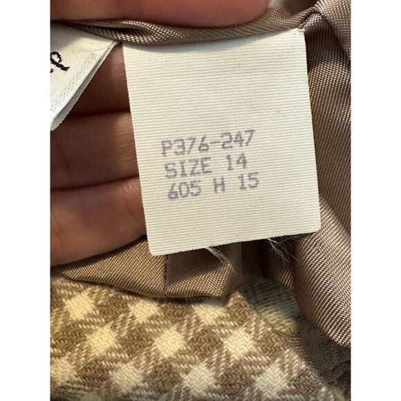 Pendleton vintage beige gingham wool button blazer size P14 - Picture 4 of 10